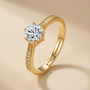 MYKI Princess Design Adjustable Ring For Women & Girls (Gold) Stainless Steel Swarovski Zirconia 24K Yellow Gold Plated Ring