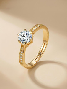 MYKI Princess Design Adjustable Ring For Women & Girls (Gold) Stainless Steel Crystal 24K Yellow Gold Plated Ring