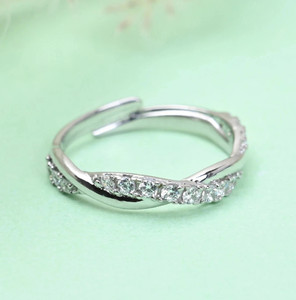 CLARA Twist Sterling Silver Cubic Zirconia Rhodium Plated Ring