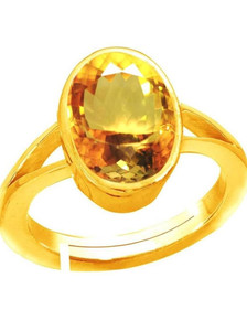 Chopra Gems Yellow Sapphire Pukhraj Gemstone Ring Astrological Purpose for Men and Women Brass Sapphire Gold Plated Ring