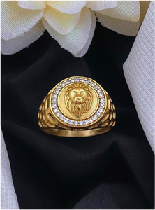 Pandadi Collection Brass Diamond Gold Plated Ring