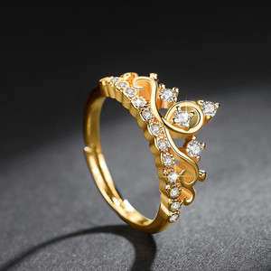 MYKI Princess Style Rose Gold Plated Adjustable Ring For Women & Girls Stainless Steel Swarovski Zirconia Gold Plated Ring