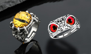 Syfer Evil Eye RIng & Owl Ring for Men and Women Stylish/Biker/Partywear Ring (Combo) Stainless Steel Silver Plated Ring