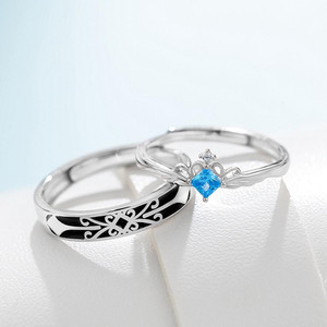 Syfer Couple Rings for Lovers, Valentine Gift, Propose day Gift (Combo) Alloy Cubic Zirconia Platinum Plated Ring Set