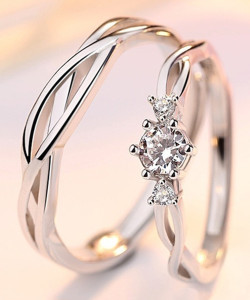 Karishma Kreations Adjustable Couple Rings Combo for Lovers Valentine Jewellery Brass, Stainless Steel, Copper, Metal Cubic Zirconia, Diamond, Zircon Rhodium, Silver, Titanium, Gold, Platinum Plated Ring Set