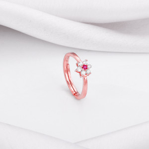 GIVA Sterling Silver Rose Gold Flower Power Ring Sterling Silver Zircon Rhodium Plated Ring