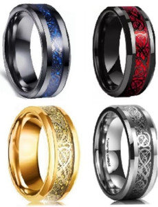 Lila Dragon Black Blue Gold Silver Red Finger Ring - Thumb Ring Valentine gift Stainless Steel Titanium Plated Ring