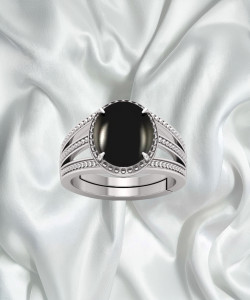 SHREE RADHE TRADERS 7.25 ratti black Hakik stone Original silver plated Ring Lab certificate Brass, Metal Silver Plated Ring
