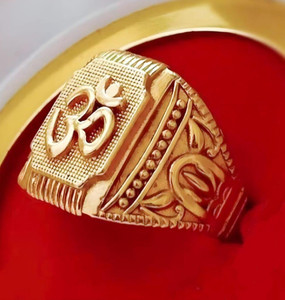 Poonam Fashion Gold Om Engraved Men's Ring Alloy Brass Plated Ring Set