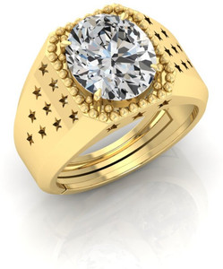 TheCuriousCart WhiteZircon Stone OriginalAdjustable For Men And Women Ring With Lab Certificate Brass Zircon Gold Plated Ring