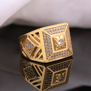 Jalaram Fashion REGULAR OM Brass Cubic Zirconia Gold Plated Ring Brass Cubic Zirconia, Diamond Gold Plated Ring