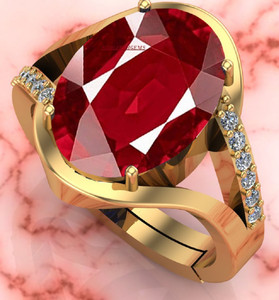 SIDHGEMS SIDHGEMS 6.25 Ratti 5.00 Carat Natural Ruby Stone Manik Ring Brass Ruby, Ruby Gold Plated Ring