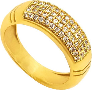 Pandadi Collection Stylish Brass Diamond Gold Plated Men Ring Brass Diamond Gold Plated Ring Brass Diamond Gold Plated Ring