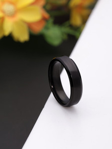 YELLOW CHIMES Rings for Men Stainless Steel Black Band Style Metal Ring