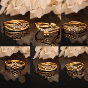 brado jewellery Pack of 6 Stylish Finger Rings, designed for women and girls पीतल हीरा सोना प्लेटेड रिंग