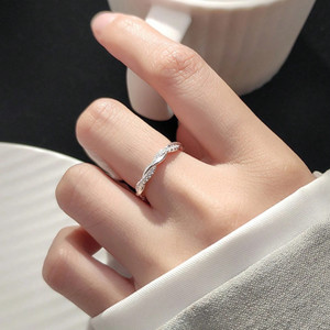 Zarkan Zarkan 925 Hallmark Silver Minimal Twisted Woven Ring Sterling Silver Cubic Zirconia Rhodium Plated Ring