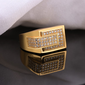 Jalaram Fashion Brass Cubic Zirconia, Diamond Gold Plated Ring