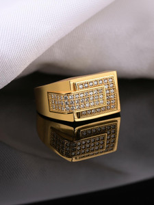 Jalaram Fashion Brass Cubic Zirconia, Diamond Gold Plated Ring
