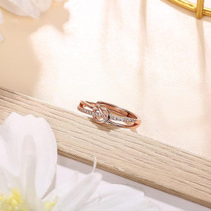 MYKI Cute Knot Diamond Ring For Women & GirlS Stainless Steel Swarovski Zirconia Copper Plated Ring