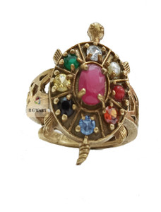 R G MART Ashtadhatu Kachua Tortoise Navratan Adjustable Gold Plated Ring Brass Ring