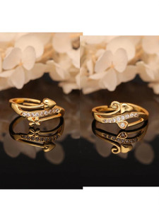 Flaring Ring combo for women Brass Cubic Zirconia Gold Plated Ring