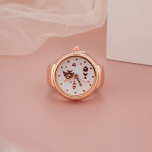 GC PREMIUM JEWELLERY Trendy Stylish RoseGold Adjustable Analog Watch Type Finger Ring Girls & Women Brass Gold Plated Ring