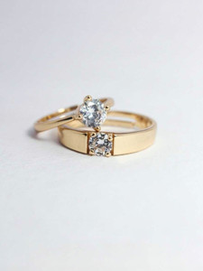 ELITE CREATION Adjustable Couple Rings Valentine Gifts Couple Rings for Girls and Boys Valentine Day Propose Your Girlfriend Brass Cubic Zirconia Gold Plated Ring