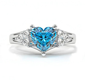 Zarkan Zarkan 925 Hallmark Royal Blue Diamond Hallmarked Silver Love Ring Sterling Silver Cubic Zirconia Rhodium Plated Ring