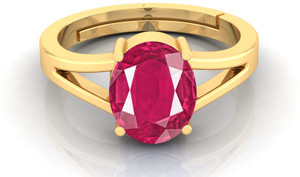 Pranjal Gems Original 12.25 Ratti 11.60 Ct Manik Ruby Gem Stone Ring With Leb Certificate Brass Ruby Ring