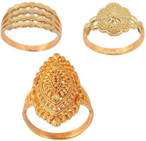 Weldecor Gold Plated Rings Combo for Women Metal Gold Plated Ring(pack of 3) Metal Gold Plated Ring
