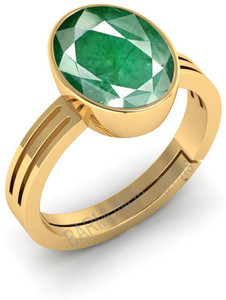 barmunda gems 11.25 Ratti Emerald Panna Gemstone Panchdhatu ring Brass Emerald Brass Plated Ring