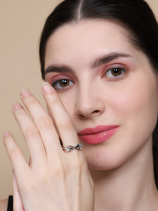 Miss Highness 925 Sterling Silver Zircon Infinity Ring Freesize For Womens and Girls स्टर्लिंग सिल्वर क्यूबिक ज़िरकोनिया सिल्वर प्लेटेड रिंग