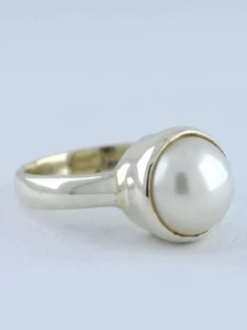 Lexri Pearl Ring with Natural Pearl/Moti Stone Astrological Brass Ring