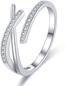 MYKI Graceful Casual Everyday Silver Plated Ring For Women & Girls स्टेनलेस स्टील Swarovski क्रिस्टल सिल्वर प्लेटेड रिंग