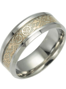 vien Glow In The Dark Dragon Texture Silver Ring Polishing Stainless Steel RING (PACK OF 1) Stainless Steel Sterling Silver Plated Ring