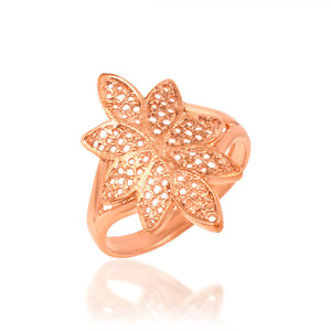 Admier Rosegold Plated Brass Flower Design Handmade Raswara Work Traditional Ring Brass Gold Plated Ring