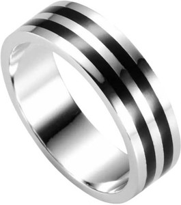 zebisco Stripe Ring Finger Ring,Thumb Ring for Men,Boys Metal, Stainless Steel Silver Plated Ring