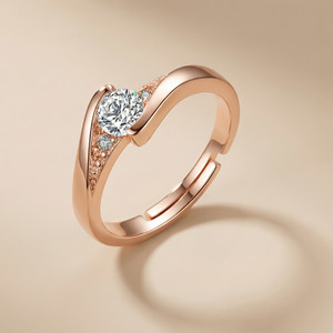 MYKI Sizzling Solitaire Adjustable Ring Stainless Steel Cubic Zirconia Gold Plated Ring
