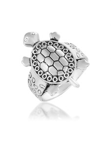 Admier Feng Shui Brass Antique silverplated Turtle Kachua Tortoise Finger Ring Brass Black Silver Plated Ring
