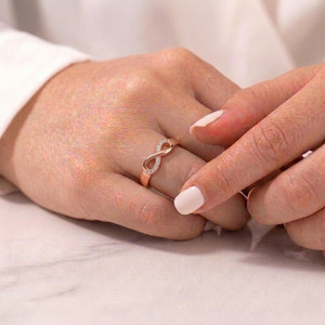 Salty Boundless Infinity White Loop Ring for Women & Girls Copper Ring