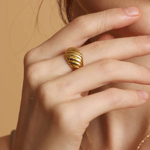 Palmonas Croissant Dome Ring Stainless Steel Gold Plated Ring