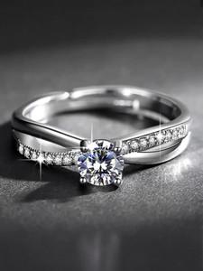 Alvira Princess Style Adjustable Ring for Women & Girls Stainless Steel Cubic Zirconia, Crystal, Diamond Silver Plated Ring