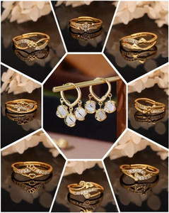 brado jewellery Gold Plated 8 Rings Brass Diamond Gold Plated Ring
