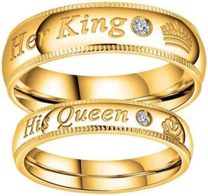 Shiv Jagdamba Gold Plated Delicate Her King And His Queen Design Ring Stainless Steel Gold Plated Ring Set