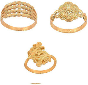 Weldecor Gold Plated Rings Combo for Women Metal Gold Plated Ring(pack of 3) Metal Gold Plated Ring