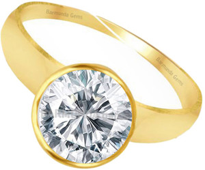 barmunda gems 8.25 Ratti American Diamond Zircon Gold Adjustable Ring for Men and Women Brass Zircon Ring