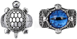 zebisco silver turtle ring Dragon Eye Ring for Men and Women Adjustable Ring Blue Stone, Stainless Steel Ring