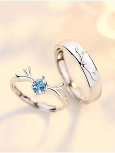 Syfer Couple Ring Set For Boys and Girl Alloy Cubic Zirconia Platinum Plated Ring Set Stainless Steel Silver Plated Ring