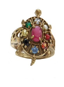 R G MART Kachua Navratan Adjustable Brass Ring