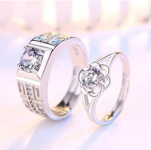 Flaring Flaring couple ring Alloy Cubic Zirconia Silver Plated Ring